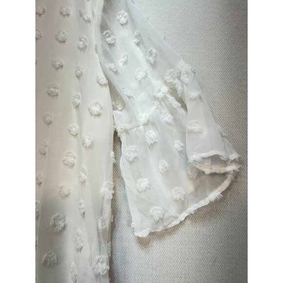 Blooming Jelly Womens Flowy Short Sleeve Shift Dress Size L White Chiffon Summer - Picture 5 of 14